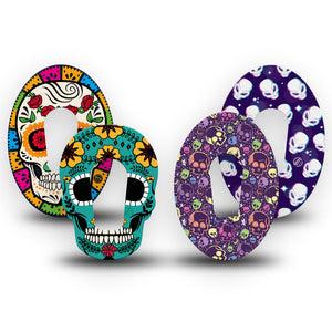 ExpressionMed Skulls Variety Pack Dexcom G6 Tape, 4-Pack Tape Variety, Whismical Skull Heads, Plaster Continuous Glucose Monitor Design