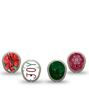 ExpressionMed Winter Variety Pack Dexcom G7 Sticker 4-Pack Sticker Variety Classical Green And Red Xmas, Vinyl Decoration  CGM Design