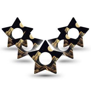 ExpressionMed Black Mountain Infusion Set Star Shape Tape 10-Pack Tape Line Drawn Mountaintops, Fixing Ring Patch Continuous Glucose Monitor Design
