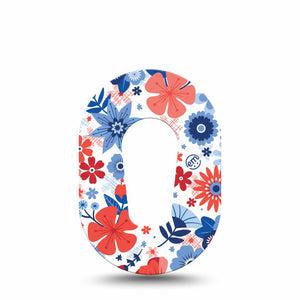 ExpressionMed July Flowers Dexcom G6 Mini Tape Single july 4th flowers Adhesive Tape CGM Design