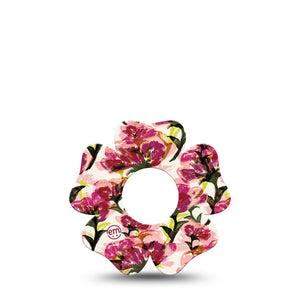 ExpressionMed Maroon Flowers Infusion Set Flower Shape Tape, 5-Pack Tape Delicate Burgundy Petals, Plaster Continuous Glucose Monitor Design