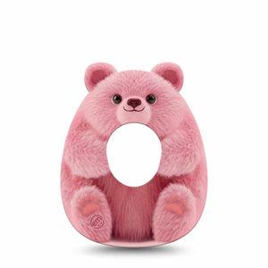 ExpressionMed Bear-y Lovable Dexcom G7 Gumdrop Shape Tape, Dexcom Stelo Glucose Biosensor System, Single Tape Pink bear with heart Patch CGM Design