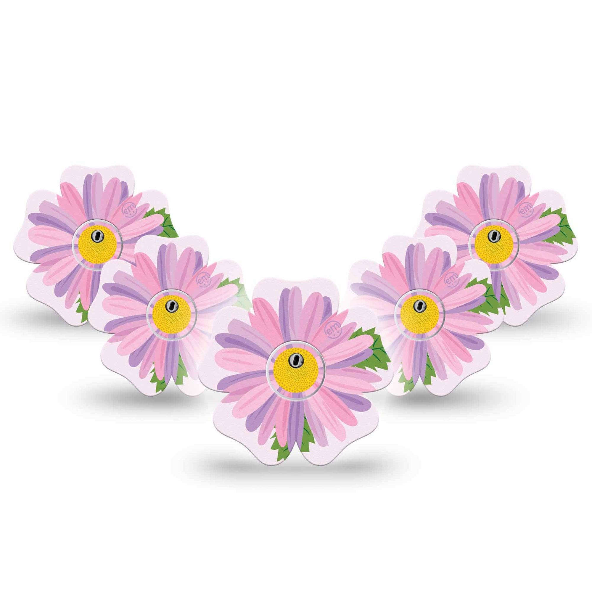 ExpressionMed Daisy Freestyle Libre 3 and Libre 3 Plus Flower Shape Tape 5-Pack Tape and 5-Pack Sticker Daisy Bloom Overlay Tape CGM Design