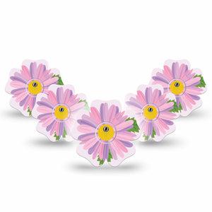 ExpressionMed Daisy Freestyle Libre 3 and Libre 3 Plus Flower Shape Tape 5-Pack Tape and 5-Pack Sticker Daisy Bloom Overlay Tape CGM Design