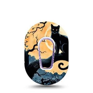 ExpressionMed Spooky Black Cat Dexcom G6 Mini Tape, Single Tape and Single Sticker Shadowy Night Cat, Adhesive Tape CGM Design