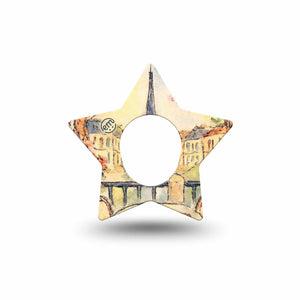 ExpressionMed Café Terrace Dexcom G7 and Dexcom Stelo Glucose Biosensor System Star, Single Tape Watercolor eiffel tower Overlay Tape for CGM