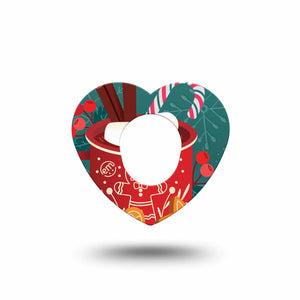 ExpressionMed Hot Chocolate Dexcom G7 and Stelo Heart Shape Tape, Dexcom Stelo Glucose Biosensor System, Single Tape Bright Cute Christmas Gnomes, Overlay Patch CGM Design