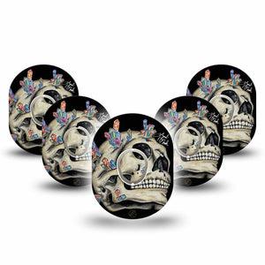 ExpressionMed Crystal Skulls Dexcom G7 Tape, Dexcom Stelo Glucose Biosensor System,  5-Pack Tape and 5-Pack Sticker Crystal Head Overlay Tape Continuous Glucose Monitor Design