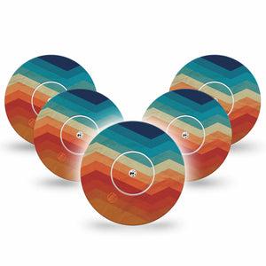 ExpressionMed Retro Winter Coat Freestyle Libre and Libre 2 Plus Tape, Abbott Lingo, 5-Pack Tape and 5-Pack Sticker Color Block Style, Fixing Ring Tape Continuous Glucose Monitor Design