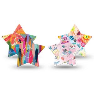 ExpressionMed Soft-Tone Freestyle Libre 3 and Libre 3 Plus Star, tape and sticker pastel botanical style Overlay Tape for CGM