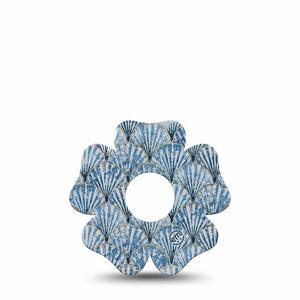 ExpressionMed Seashells Freestyle Libre 3 and Libre 3 Plus Flower Shape Tape, Single Tape Sea Life Inspired, Overlay Tape CGM Design