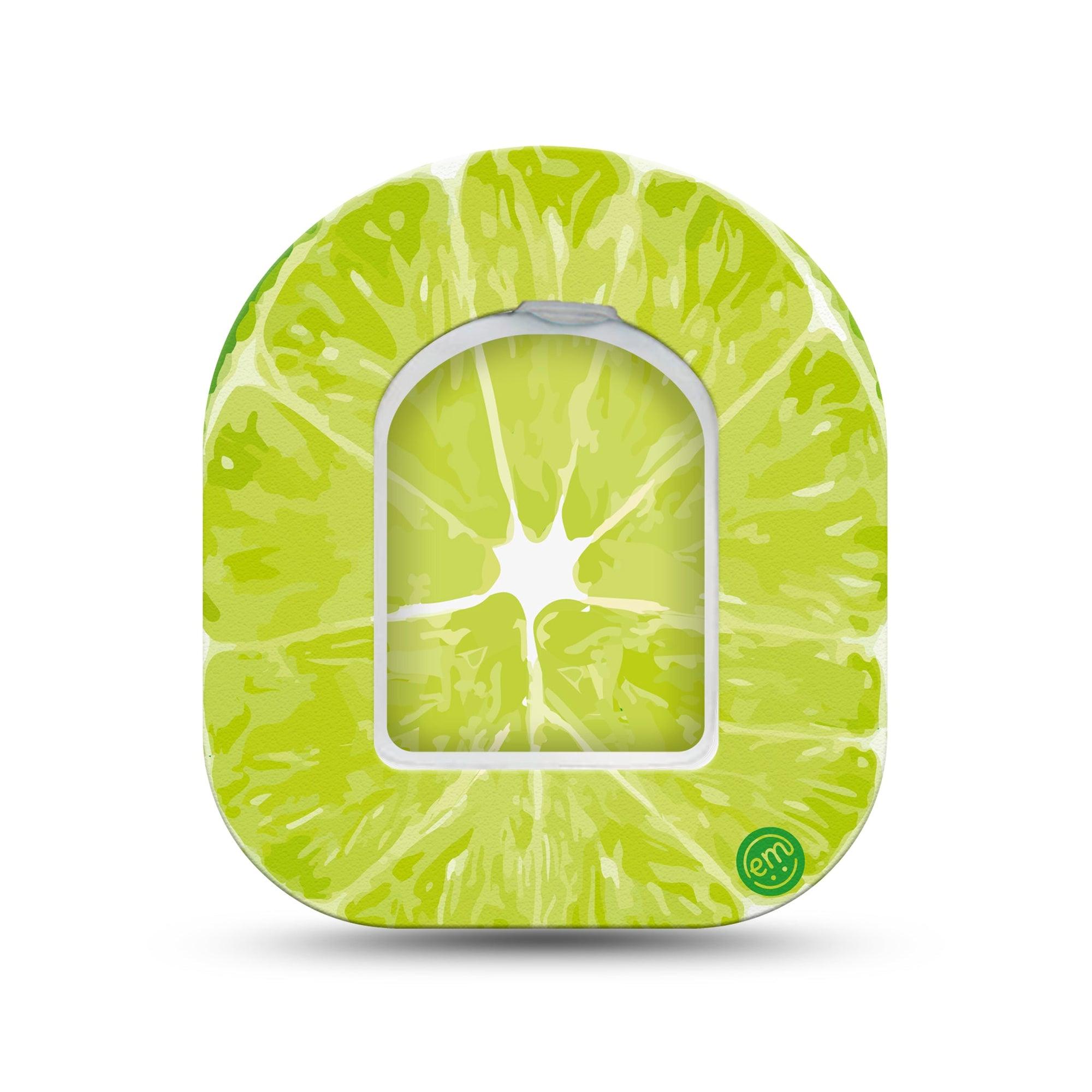 ExpressionMed Lime Omnipod Surface Center Sticker and Mini Tape Sliced Lime Themed Vinyl Sticker and Tape Design Pump Design