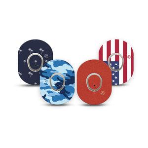 ExpressionMed USA Basics Dexcom G7 and Dexcom Stelo Glucose Biosensor System Mini, tape and sticker  classic usa colors Adhesive Tape for CGM