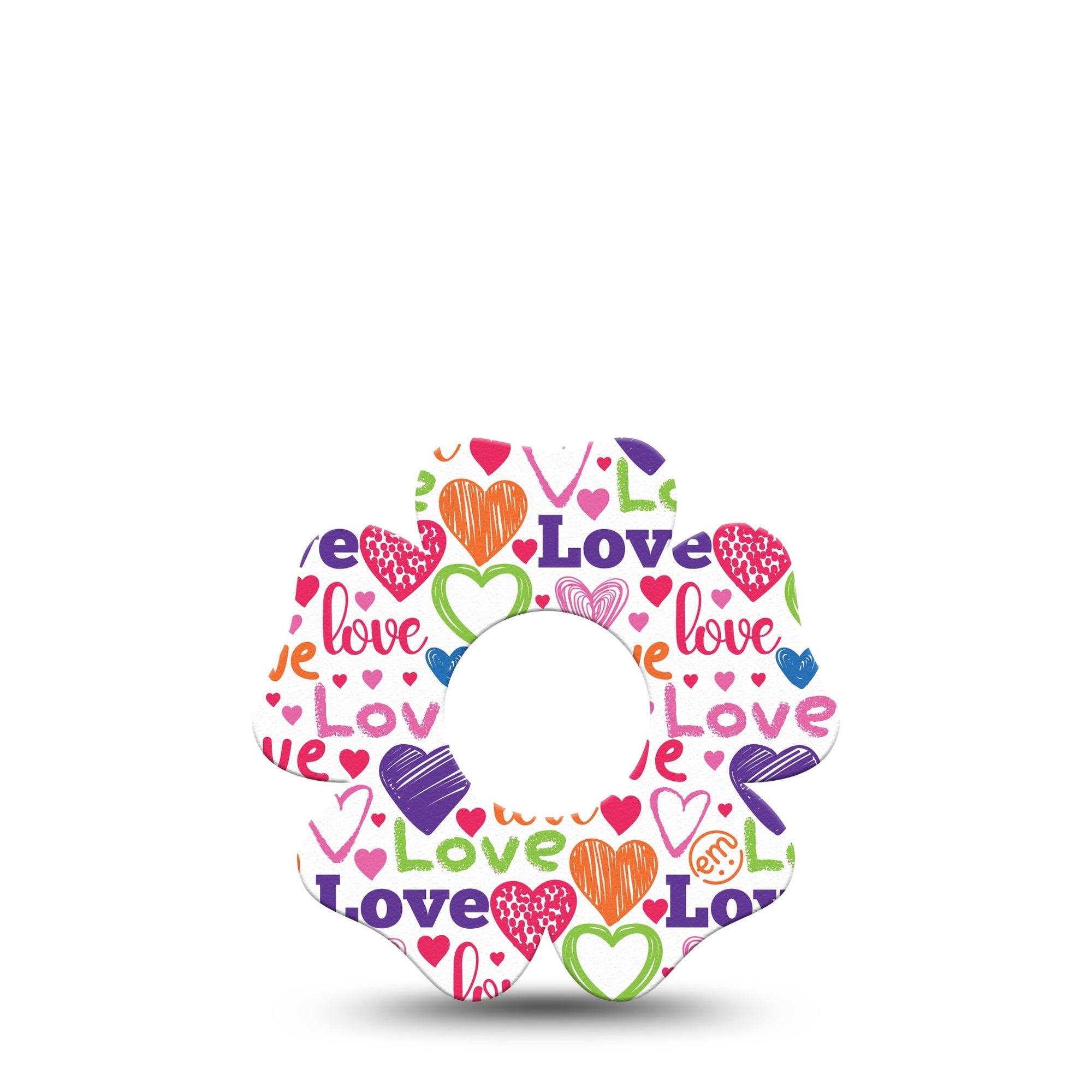 ExpressionMed Abundance of Love Infusion Set Flower Shape Tape 5-Pack Tape Vivid Heart Array And Love, Plaster Continuous Glucose Monitor Design