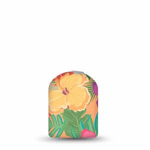 ExpressionMed Bright Hibiscus Pod Full Wrap Sticker Pod Full Wrap Sticker Single Sticker Magenta Orange Hibiscus Plants Decorative Decal Pump design