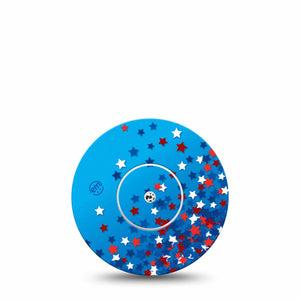 ExpressionMed Confetti Stars Freestyle Libre and Libre 2 Plus Tape, Abbott Lingo, Single Tape and Single Sticker Independence Day Stars, Fixing Ring Tape Continuous Glucose Monitor Design