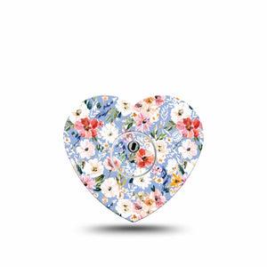 ExpressionMed Petal Breeze Freestyle Libre 3 and Libre 3 Plus Heart, Single Tape and Single Sticker Tiny florals Patch for CGM