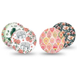 ExpressionMed Balance Bloom Freestyle Libre, Libre 2 Plus, and Abbott Lingo OverPatch, 4-Pack Tape soft neutral floral aesthetic Fixing Ring Patch for Continuous Glucose Monitor