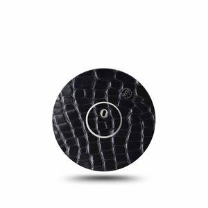 ExpressionMed Black Aligator Skin Freestyle Libre 3 and Libre 3 Plus Sticker and Tape  Animal Print in Black, Vinyl Sticker and Tape Pairing CGM Design
