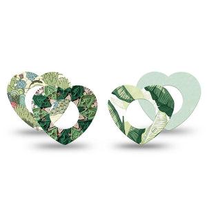 ExpressionMed Tropical Greens Freestyle Libre, Libre 2 Plus, and Abbott Lingo Heart, 4-Pack Tape botanical green design Waterproof Adhesive Tape for Continuous Glucose Monitor