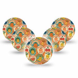 ExpressionMed Fruit Stickers Freestyle Libre 3 and Libre 3 Plus OverPatch, 5-Pack Fresh fruit print Plaster for Continuous Glucose Monitor