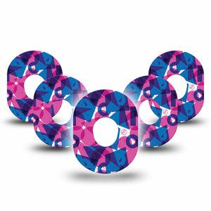 ExpressionMed Violet Vortex Dexcom G7 Tape, Dexcom Stelo Glucose Biosensor System, 5-Pack Tape Fun Shape Mix, Overlay Tape CGM Design