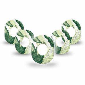 ExpressionMed Palm Leaf Dexcom G7 and Dexcom Stelo Glucose Biosensor System Mini, 5-Pack Layered green foliage Accessories for Continuous Glucose Monitor