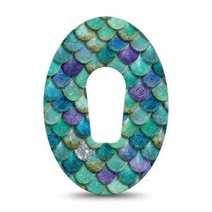 ExpressionMed Mermaid Scales Dexcom G6, Single Tape iridescent scale design Fixing Ring Tape for Continuous Glucose Monitor