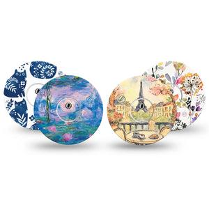 ExpressionMed WAtercolor Muse Freestyle Libre 3 and Libre 3 Plus, tape and sticker  Watercolor inspired mix Fixing Ring Tape for Continuous Glucose Monitor