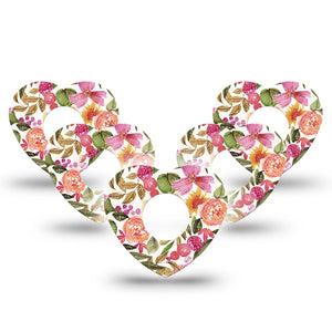 ExpressionMed Spring Bouquet Infusion Set Heart Shape Tape 10-Pack Blooming Bouquet Adhesive Tape Continuous Glucose Monitor Design