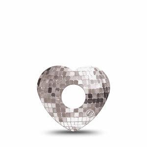 ExpressionMed Mirror Ball Freestyle Libre 3 and Libre 3 Plus Heart, Single Tape Disco ball inspired Vinyl Decoration for CGM