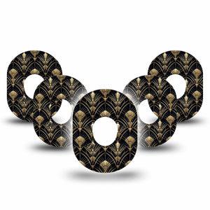 ExpressionMed Midnight Deco Dexcom G7 and Dexcom Stelo Glucose Biosensor System, 5-Pack Retro print Adhesive Patch for Continuous Glucose Monitor