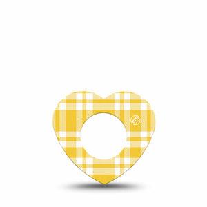 ExpressionMed yellow gingham Freestyle Libre, Libre 2 Plus, and Abbott Lingo Heart, Single Tape Golden yellow gingham Overlay Tape for CGM