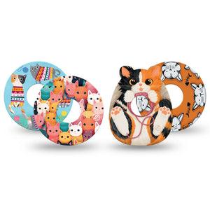 ExpressionMed Purrfectly Playful Variety Pack Freestyle Libre 3 and Libre 3 Plus Tape, 4-Pack Tape Variety Cartoon Cats, Adhesive Tape Continuous Glucose Monitor Design