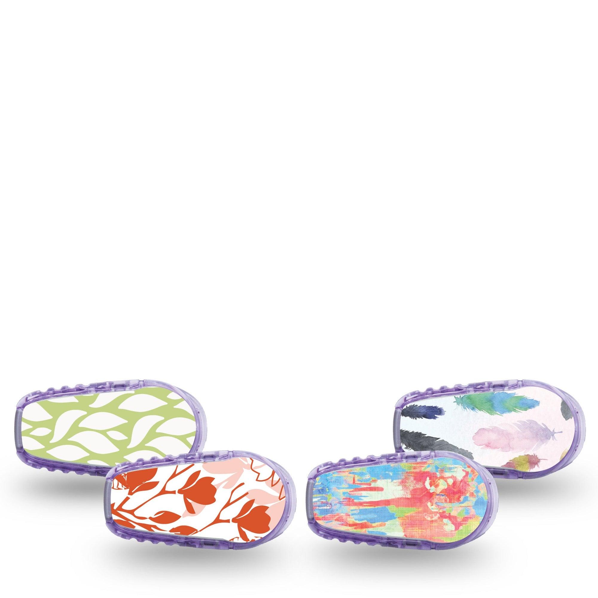 ExpressionMed Heatwave Variety Pack Dexcom G6 Sticker 4-Pack Sticker Variety Happy Inspired Color Patterns, Vinyl Decoration Continuous Glucose Monitor Design