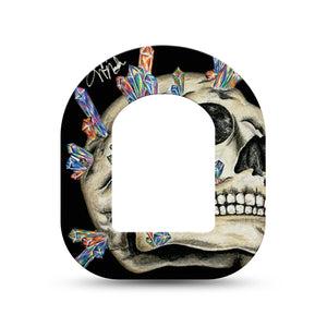 ExpressionMed Crystal Skulls Omnipod Mini Tape Single Gem-encrusted Skull Adhesive Tape Pump Design