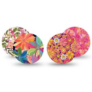 ExpressionMed Island Glow Variety Pack Freestyle Libre and Libre 2 Plus Overpatch, Abbott Lingo, 4-Pack  Tape Variety Pink Orange Coastal Florals, Fixing Ring Patch CGM Design