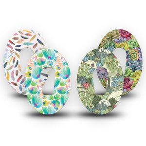 ExpressionMed Desert Succulent Variety Pack  Dexcom G6 Tape 4-Pack Tape Variety Teal Green Cactus, Plaster Continuous Glucose Monitor Design