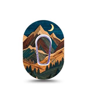 ExpressionMed Wood Mountains Dexcom G6 Mini, Single Tape and Single Sticker rustic landscape design Waterproof Adhesive Tape for CGM
