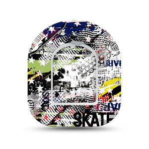 ExpressionMed Skateboard Omnipod Surface Center Sticker and Mini Tape Skateboard Artwork Themed Vinyl Sticker and Tape Design Pump Design