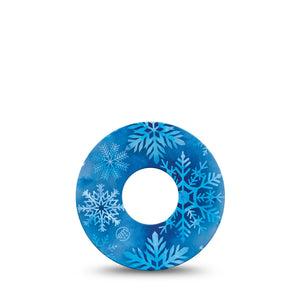 ExpressionMed Falling Snow Infusion Set Tape, 5-Pack Tape Blue Snowflakes, Overlay Patch Continuous Glucose Monitor Design
