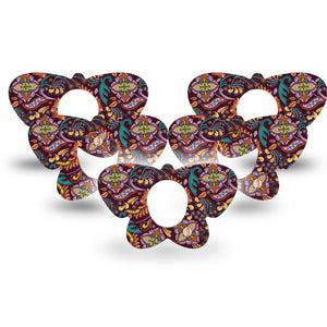 ExpressionMed Ornate Floral Dexcom G7 Butterfly Shape Tape, Dexcom Stelo Glucose Biosensor System, 5-Pack Tape Boho Pattern Floral, Adhesive Tape CGM Design