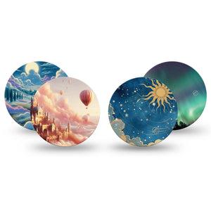 ExpressionMed Wanderer's Reverie Variety Pack Freestyle Libre 3 and Libre 3 Plus OverPatch, 4-Pack Tape Serene skies Plaster for CGM