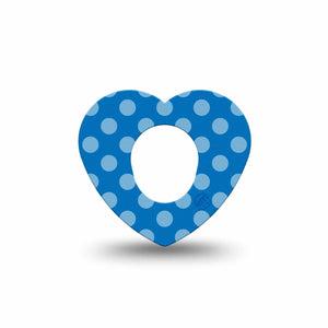 ExpressionMed Blue Polka Dots Dexcom G7 Heart Shape Tape, Dexcom Stelo Glucose Biosensor System, Single Tape Blue Polka Dots, Overlay Patch CGM Design