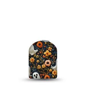 ExpressionMed Embroidered Ghost Omnipod Full Wrap Center Sticker, Single Sticker Only Cute Spooky Embroidery, Vinyl Decoration Pump Design