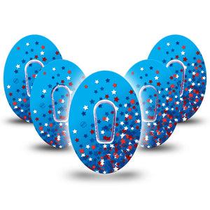 ExpressionMed Confetti Stars Dexcom G6 Tape 5-Pack Tape and 5-Pack Sticker Sprinkle Of American Stars, Plaster Continuous Glucose Monitor Design