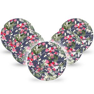 ExpressionMed Denim Flowers Dexcom G7 Overpatch Tape5-PackDark Denim Flowerets Themed, CGM Plaster Tape Design, Dexcom Stelo