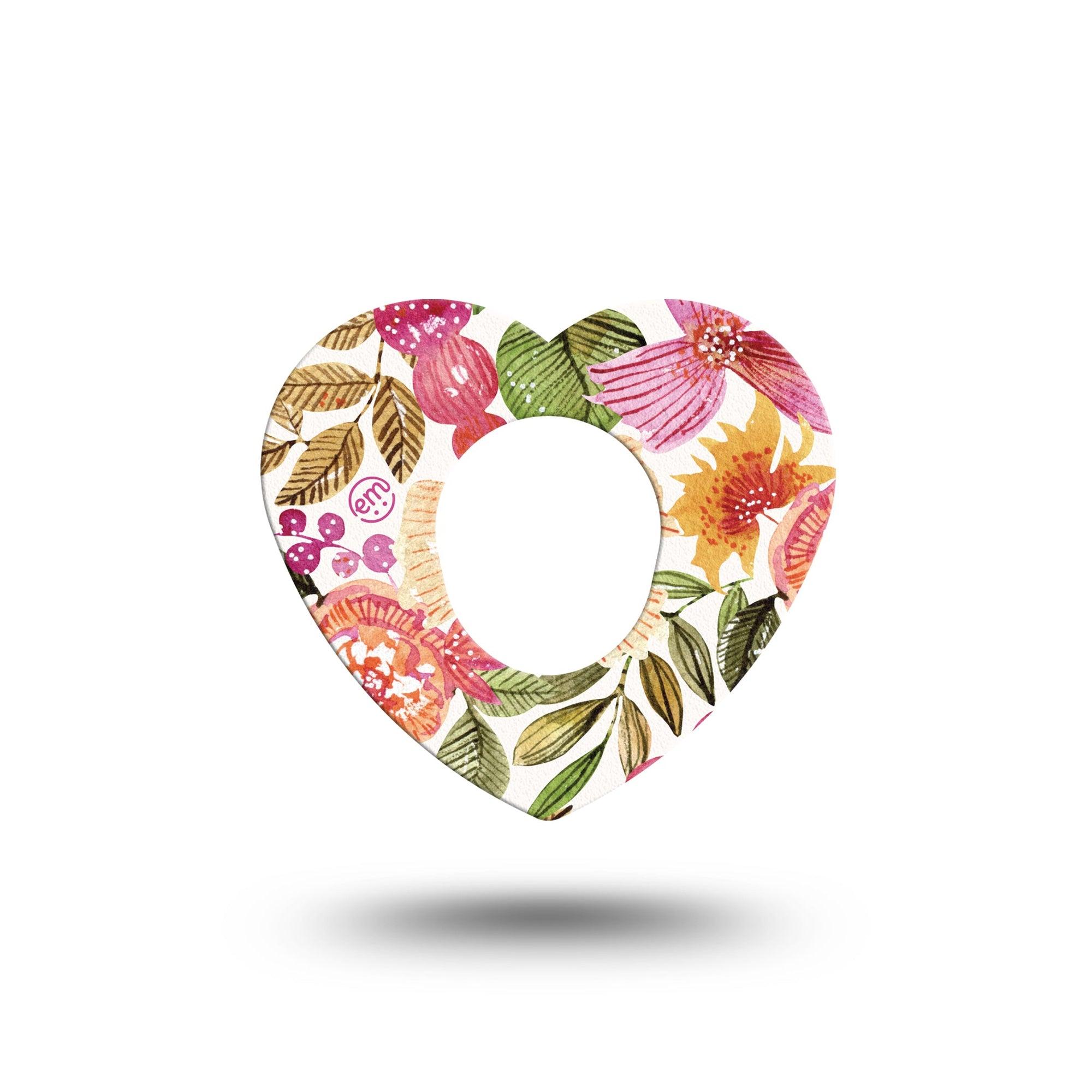 ExpressionMed Spring Bouquet Dexcom G7 Heart Shape Tape, Dexcom Stelo Glucose Biosensor System,  Single Tape Springtime Bouquet Overlay Patch CGM Design