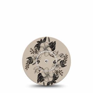 ExpressionMed Low Tide Freestyle Libre, Libre 2 Plus, and Abbott Lingo, Single Tape and Single Sticker Minimal floral illustration Overlay Patch for CGM