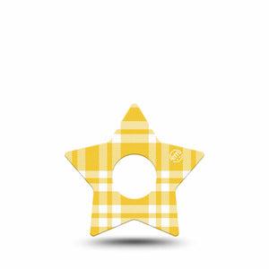 ExpressionMed yellow gingham Freestyle Libre 3 and Libre 3 Plus Star, Single Tape Yellow plaid gingham Best Covers for CGM